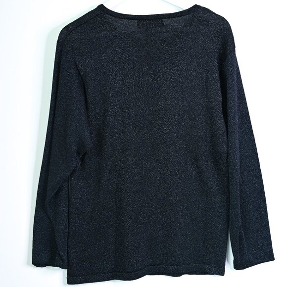 LISA ORIGINALS Navy Metallic Long Sleeve Lightweight Sweater - Size Small - Picture 4 of 9